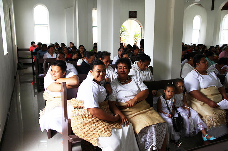 Some members of Sunday morning's archdeaconry choir dazzle in their whites.