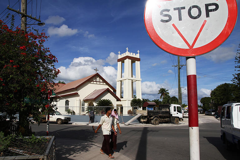 The new-look St Paul's Nuku'alofa. The church has been completely refurbished - and extended left and right, with the bell tower added.