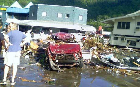 Surveying the wreckage: more than 32,000 people are affected by Samoa's tsunami disaster. Surveying the wreckage: more than 32,000 people are affected by Samoa's tsunami disaster.