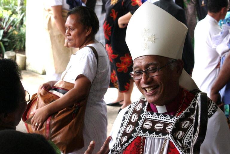 After the installation, Archbishop Winston greeted droves of wellwishers at the cathedral steps.