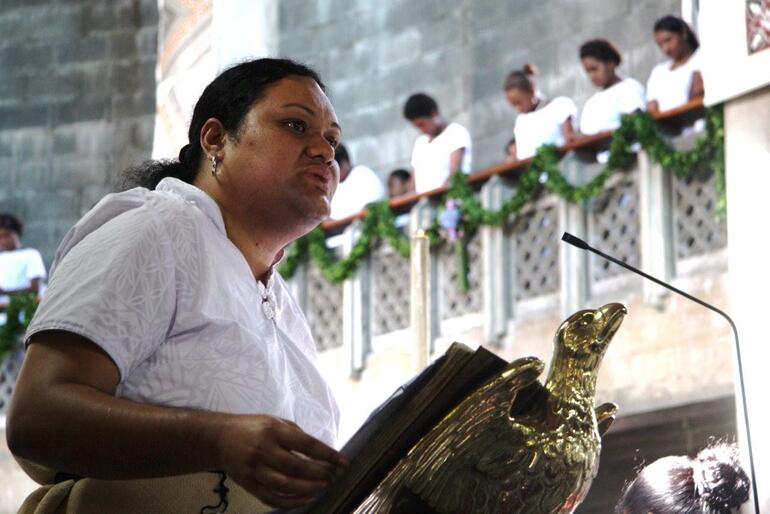 Sepi delivered her sermon with poise and confidence - and as she finished, the young people rose to play their part. Sepi delivered her sermon with poise and confidence - and as she finished, the young people rose to play their part.