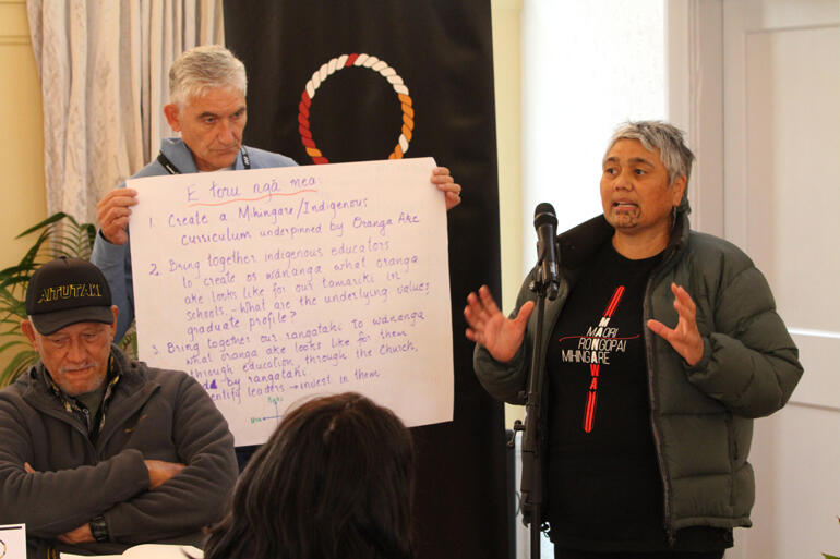 Rev Vianney Douglas, who is Ministry of Education Western Bay of Plenty Manager, presents on schools' strategies. Rev Vianney Douglas, who is Ministry of Education Western Bay of Plenty Manager, presents on schools' strategies.