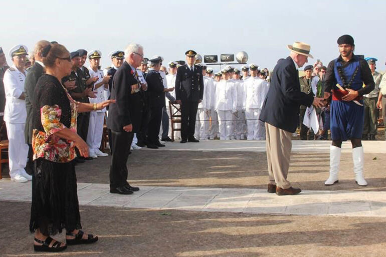 At Maleme, May Lloyd gives her karanga, while veteran Tony Madden lays a wreath in honour of the 2nd New Zealand Division. Tony has since died. At Maleme, May Lloyd gives her karanga, while veteran Tony Madden lays a wreath in honour of the 2nd New Zealand Division. Tony has since died.