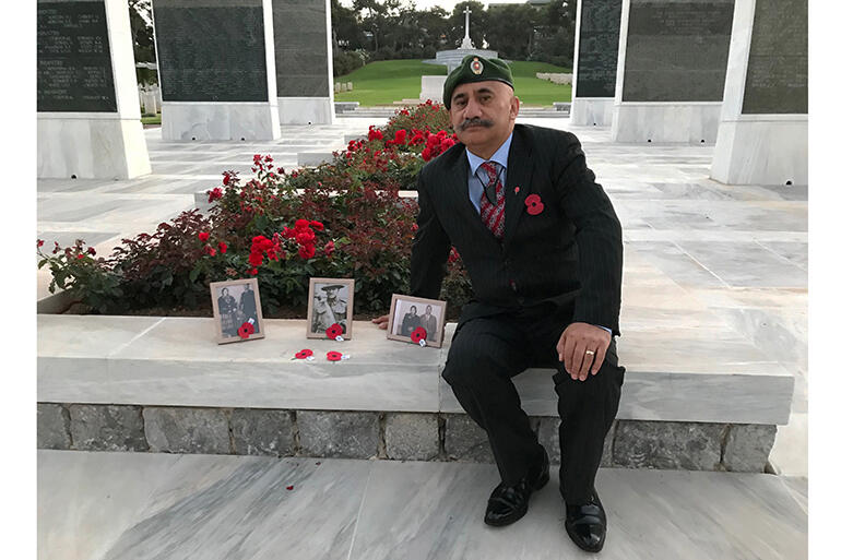 Colenso at the Phaleron War Cemetery in Athens. He completed his poroporoaki to his Uncle Sonny - whose portrait is flanked by photos of his parents. Colenso at the Phaleron War Cemetery in Athens. He completed his poroporoaki to his Uncle Sonny - whose portrait is flanked by photos of his parents.