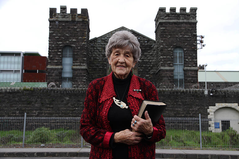 File photo: May, aged 93, outside Mt Eden in 2013. She was still a regular visitor then. File photo: May, aged 93, outside Mt Eden in 2013. She was still a regular visitor then.