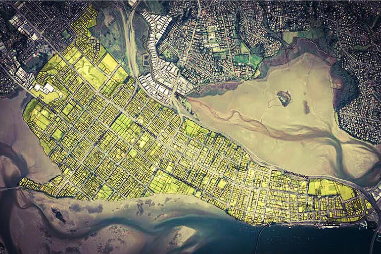 Naboth's Vineyard? The highlighted area in this aerial photo is the Te Papa block - on which the Tauranga CBD has been built.