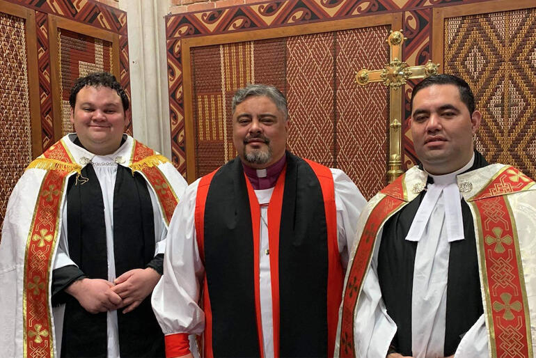 Rev Zhane and Rev Canon Chris line up with Archbishop Don Tamihere during a video shoot at Holy Trinity Gisborne. Rev Zhane and Rev Canon Chris line up with Archbishop Don Tamihere during a video shoot at Holy Trinity Gisborne.