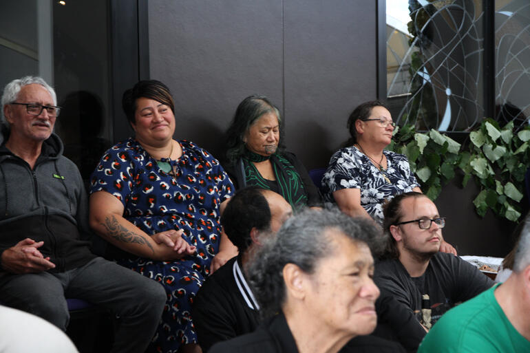 Bishop Richard's daughter Maria Briggs finds a smile for rangatahi in Te Kuru Marutea kapa haka group. Bishop Richard's daughter Maria Briggs finds a smile for rangatahi in Te Kuru Marutea kapa haka group.