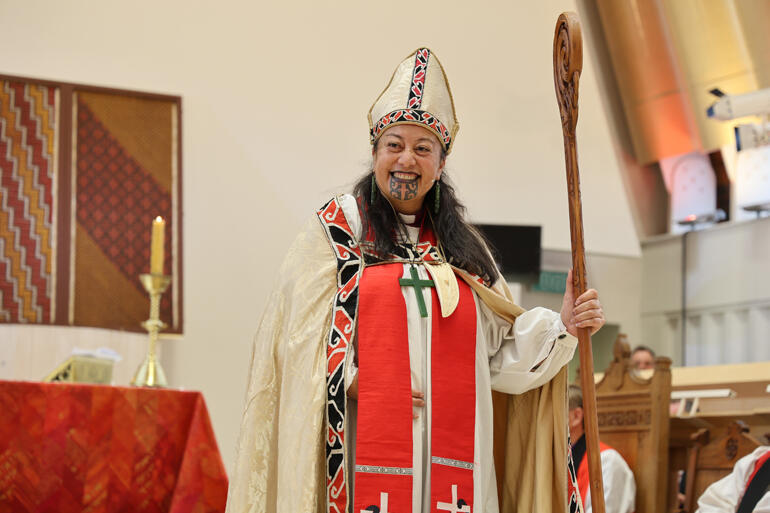 The newly ordained Bishop of Te Hui Amorangi ki te Waipounamu, Bishop Susan Hinemoa Wallace.