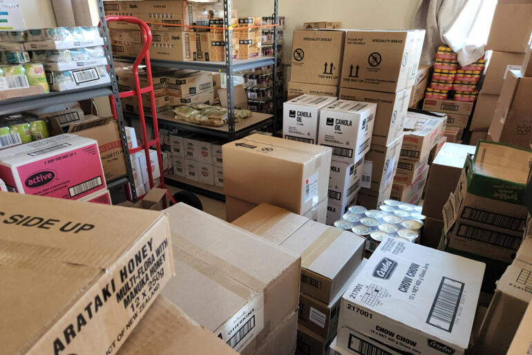 Kai awaits distribution through the Pokapū Kai food share hub where it will go out to local families in bulk on Fridays and via iwi health navigators.