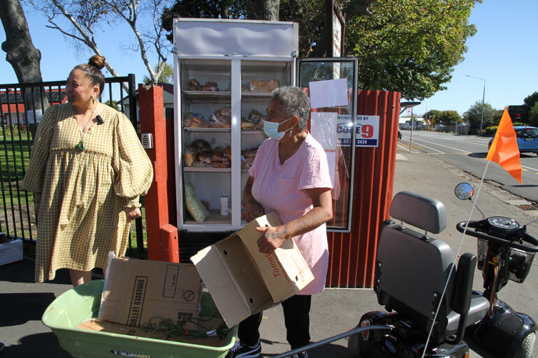 Susan Wallace and Rita Biddle work at the Pouaka kai – at the gates where Mere asked her question: God what do you want me to do with this place?