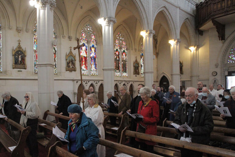 St Paul's Cathedral parishioners gather in the Catholic Diocese of Dunedin's St Joseph's Cathedral to celebrate a festival service last Sunday.