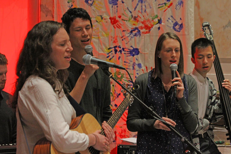 Members of a Blueprint Church worship band sing during communion at Bishop Eleanor Sanderson's consecration in 2017. Members of a Blueprint Church worship band sing during communion at Bishop Eleanor Sanderson's consecration in 2017.