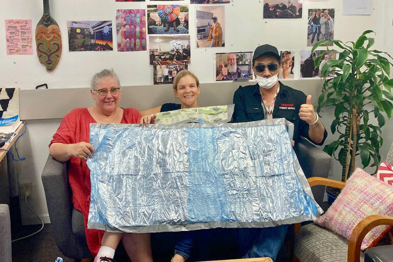 CPPNZ partner Auckland's Lifewise Trust receives survival bags to help people living without shelter keep their bedding together. CPPNZ partner Auckland's Lifewise Trust receives survival bags to help people living without shelter keep their bedding together.