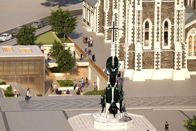 New Christ Church Visitors' Centre and Cathedral Centre will serve the cathedral and city with the war memorial nearby. 
