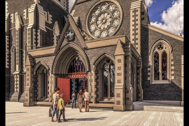 The main entrance to the Cathedral will welcome visitors and worshippers via a larger, lighter porch that connects better with the Square.