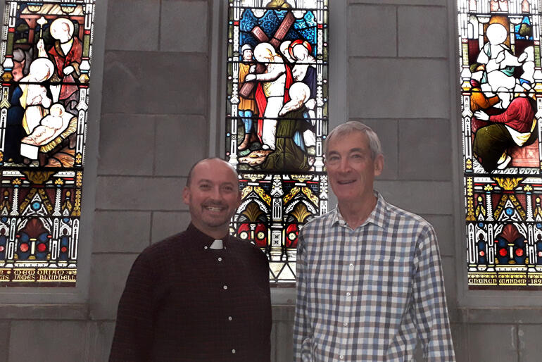 Dean Graham with retired virologist & Cathedral parishioner Dr Lance Jennings, who helped prepare the ICBC Covid vaccines update in 2021. Dean Graham with retired virologist & Cathedral parishioner Dr Lance Jennings, who helped prepare the ICBC Covid vaccines update in 2021.