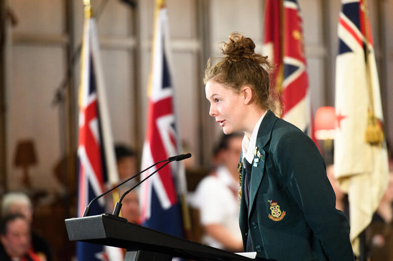 Duke of Edinburgh Hillary Awardee Ainsley Rowe reads from the Gospel of St John. Duke of Edinburgh Hillary Awardee Ainsley Rowe reads from the Gospel of St John.