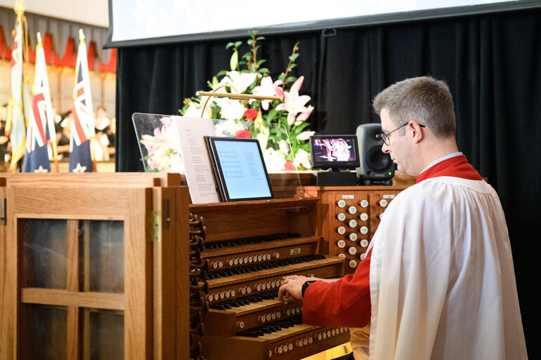Wellington Cathedral's Rev Richard Apperley plays for HRH Prince Philip's memorial service. Wellington Cathedral's Rev Richard Apperley plays for HRH Prince Philip's memorial service.