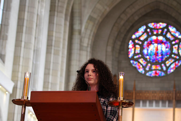 Jessica Hughes read the second lesson: 1 Corinthians 3:9-13, 16-17. Jessica Hughes read the second lesson: 1 Corinthians 3:9-13, 16-17.