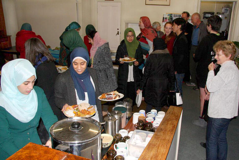 Members of Al Huda Mosque join with Dunedin North Anglican Parish members at the buffet tables for an Iftar meal back in 2018.