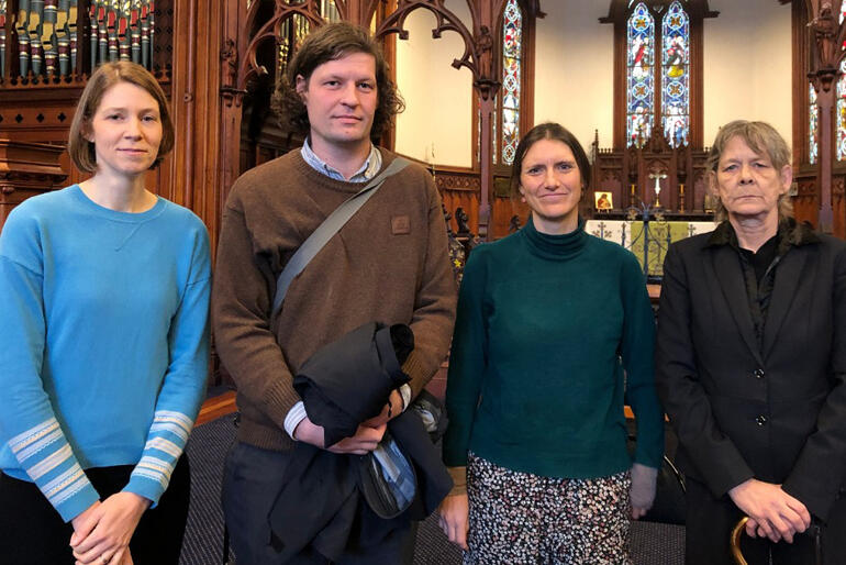 Challenging power companies to give struggling families a fairer go. L-R: Dr Kimberley O'Sullivan, Jake Lilley, Kate Day & Debbie Leyland.