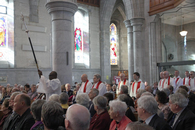 The first of scores of diocesan and visiting clergy process into Christ Church Cathedral. The first of scores of diocesan and visiting clergy process into Christ Church Cathedral.