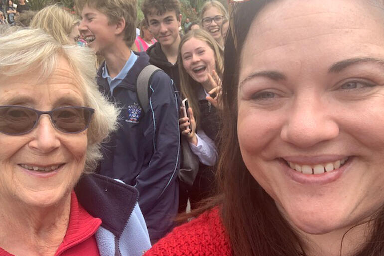 Joy Wright and Rachel Boyack take an Anglican selfie at the Nelson climate strike. Joy Wright and Rachel Boyack take an Anglican selfie at the Nelson climate strike.