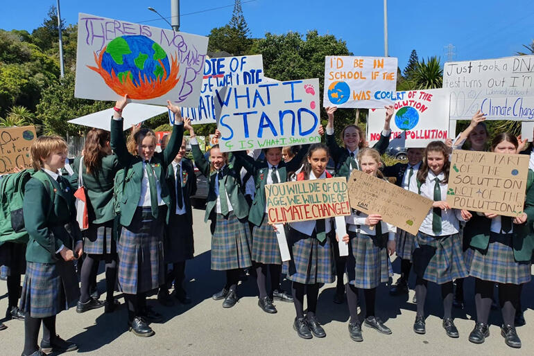 Students from Wellington's Samuel Marsden College show their handiwork on 27 September. Photo: Sarah King Students from Wellington's Samuel Marsden College show their handiwork on 27 September. Photo: Sarah King
