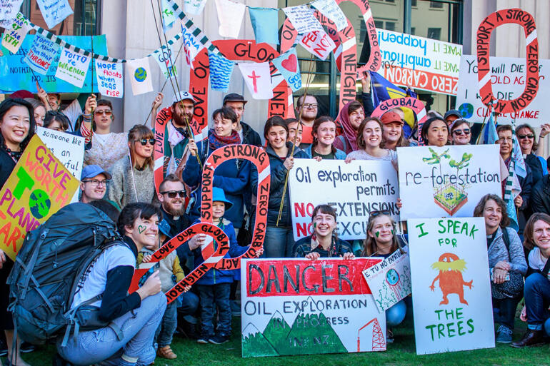 Wellington Anglicans brought their 'zero carbon' message out loud and clear on the nationwide day of school strikes for climate on 27 September. Wellington Anglicans brought their 'zero carbon' message out loud and clear on the nationwide day of school strikes for climate on 27 September.