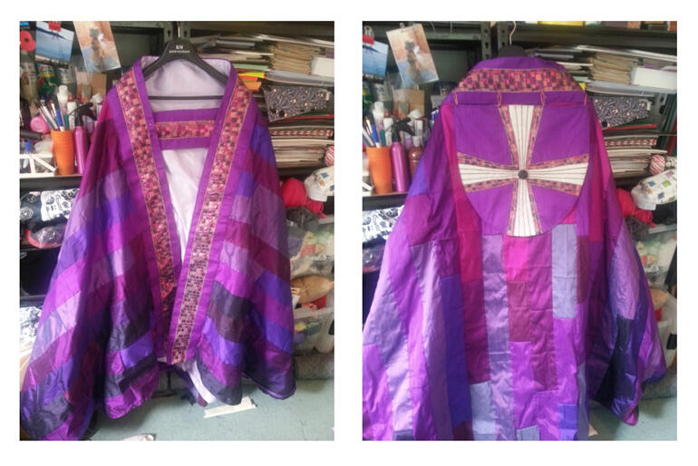 Rev Annette Cater's cope which honours the leadership of women in the Anglican Church will be housed at Wellington's Cathedral of St Paul. Rev Annette Cater's cope which honours the leadership of women in the Anglican Church will be housed at Wellington's Cathedral of St Paul.