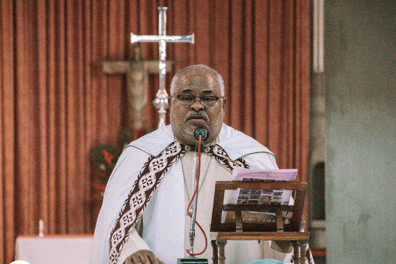 Dean of Suva, Very Rev Orisi Vuki presides at the funeral of his Bishop and Archbishop Fereimi Cama in Suva on Friday 9 July, 2021. Dean of Suva, Very Rev Orisi Vuki presides at the funeral of his Bishop and Archbishop Fereimi Cama in Suva on Friday 9 July, 2021.