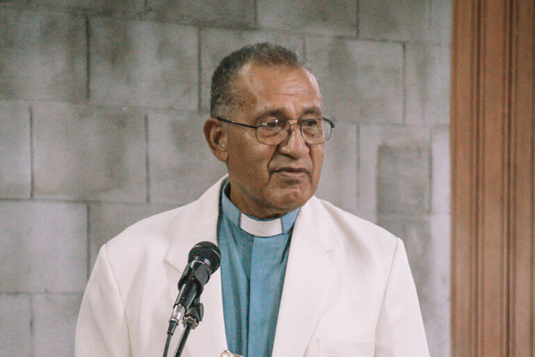 Rev Tomasi Tarabe from Archbishop Fereimi's first home in Ono-i-lau gave the first eulogy in Fijian. Rev Tomasi Tarabe from Archbishop Fereimi's first home in Ono-i-lau gave the first eulogy in Fijian.
