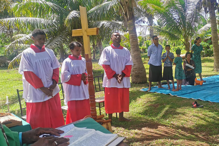 Vanua Levu Anglicans gather for an outdoor Eucharistic service giving thanks for Creation.