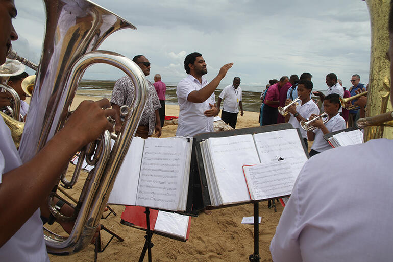  The brass band from St Andrews' High School, Nuku'alofa supplied the music for the Eucharist.