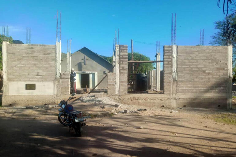 The Anglican ministry centre in Bunda parish which is waiting for funds to complete the roof.