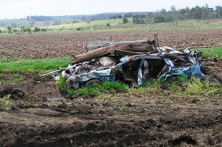 When nature slips the chain: among the debris-strewn paddocks in the Lockyer Valley.