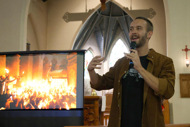 Cole Martin shares his experience of being in Jerusalem for Holy Week in Easter this year with the 80 people who turned out at All Saints' Dunedin.